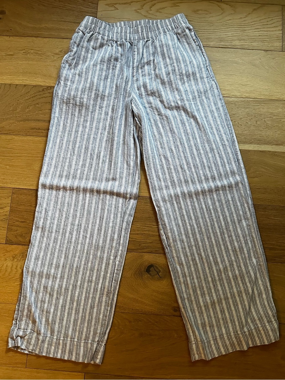 Old Navy Light Blue & White Striped Linen Blend Pants